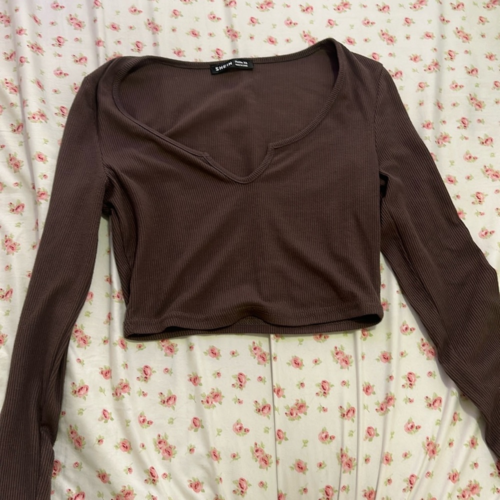 Brown, long sleeve cropped
